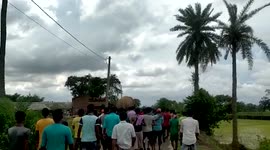 Elephant chased by huge crowd in India's West Bengal