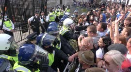 Scuffles outside Downing Street during latest London anti-lockdown protest