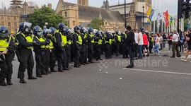 UK Police grab Protestor parliament Square punches and kicks thrown