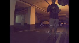 Tesla camera catches thief attempting to break into parked cars