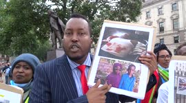 Somali protest at Parliament Square demands to stop the UK funding terrorism in Somalia