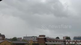 Scarily loud thunder heard over Hoxton in east London as UK Met Office issues amber weather warning