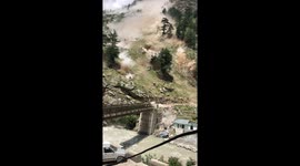 Exclusive HD footage shows HUGE boulders tear down Indian mountainside destroying bridge