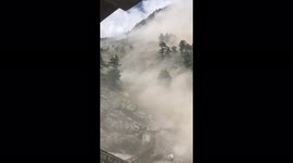 Watch - Moments After the Deadly Landslide at Sangla Valley , Iron Bridge totally damaged and smoke everywhere