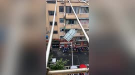 Strong winds rip canopy off flat as typhoon In-fa lands in eastern China