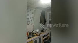 Hungry wild elephant smashes through SAME kitchen wall a month after first raid