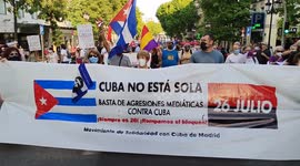 Mobilizations of solidarity with Cuba in Madrid on 26th July, 2021. Solidarity mobilizations with Cuba, on occasion of the Day of National Rebellion on July 26 in Madrid.