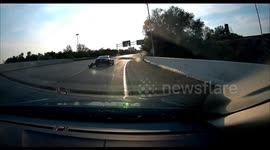 Audi Driver (Stolen Car? Hit and Run?) Driving on Highway with Bumper Hanging off!