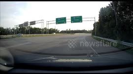 Audi Driver (Stolen Car? Hit and Run?) Driving on Highway with Bumper Hanging off! - Brighter 1080P Copy