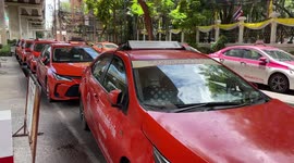 Struggling taxi drivers protest over handling of Covid-19 pandemic in Thailand