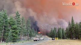 'Close Look at the Tamarack Fire Filling Up Highway 89 with Smoke 
'