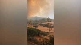 Italy wildfires burn hillside overlooking beach as helicopters dump water