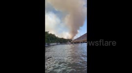 Smoke from forest fires in Marmaris, Turkey obscured the sun