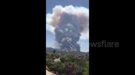 Huge mushroom of smoke from a forest fire seen in Marmaris, Turkey