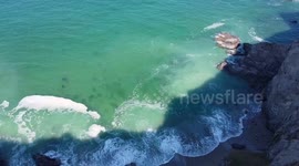 Aerial drone footage of the English coastline