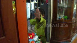 Little Girl Preparing Her Self Before Going To School Without Asking Her Mother
