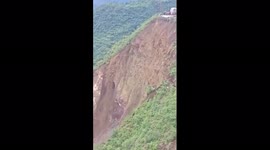 An entire highway collapsed due to a landslide in Northern India.