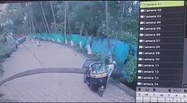 Lucky man escapes rickshaw just before tree splits it in half