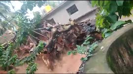 Shocking moment mud house collapses due to heavy rains in India