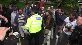 Things get heated at Speakers Corner in London as crowds gather to protest the stabbing of Ex-Muslim Christian preacher Hatun Tash last Sunday
