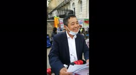 Gurkhas demonatrating outside Downing Street in London