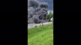 US: One Dead After Tanker Truck Drives Off Highway And Causes Fire