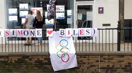 London: Support for Simone Biles in Knightsbridge