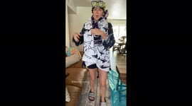 Funny Woman dreams of being an Olympic swimmer so she makes it happen in her living room