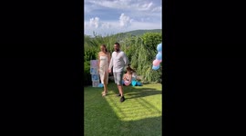 Gender reveal with smoke bomb