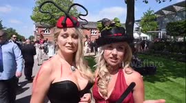 Glamorous women protest horse cruelty at Ascot