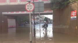Burst water main leads to flooding in New Malden, UK
