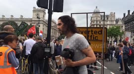 Russell Brand and Charlotte Church at anti-austerity protest