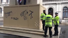 Memorial boarding vandalised in anti-austerity protests
