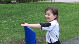 Girl appears to command butterfly to land on hand