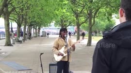 Nile Rodgers busks on London's Southbank