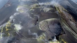 Rare aerial footage of Mount Etna crater