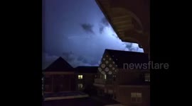 Lightning from tornado storm in Illinois, US