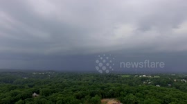 Lightning strike filmed from drone