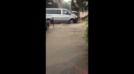 Cars swept away by floodwater in Sochi, Russia