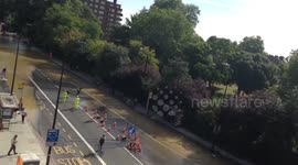 Travel chaos as 'new river' appears in South London