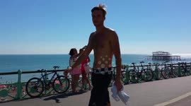 UK Heatwave Brighton female selfie 4K VIDEO