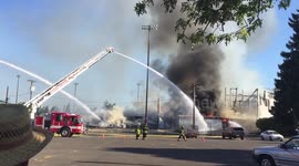 Civic stadium in Eugene, Oregon goes up in flames