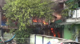 Dozens of plots of houses caught fire in Karet Tengsin, Central Jakarta, Indonesia