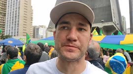 Protester Expresses His Opinion During The Demonstration In Sao Paulo, Brazil