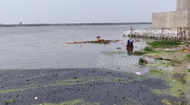 The Cremation ground has full of heavy rain water bank of Ganga river side in Bihar