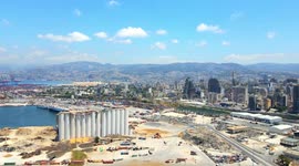 Drone Footage Of Beirut Port One Year After The Massive Blast, Lebanon