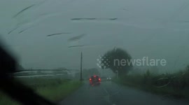 Driving Under Torrential Rain From Intense Thunderstorm - UK