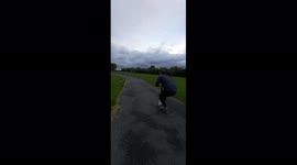 Dad and lad show off hilarious way to walk pet dog with the zoomies