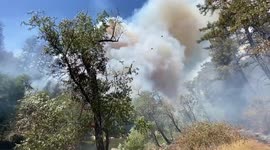 Thick clouds of smoke cover campground as firefighters battle River Fire in California