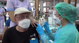 Foreigners receiving first Covid vaccination in Chiang Mai,Thailand